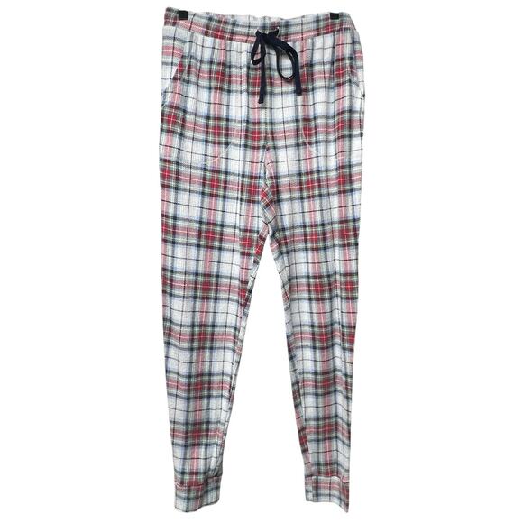 Gap Body 2 Piece Lounge Pajama Top Jogger Bottom Set Red Blue Plaid Size Medium - Picture 3 of 7